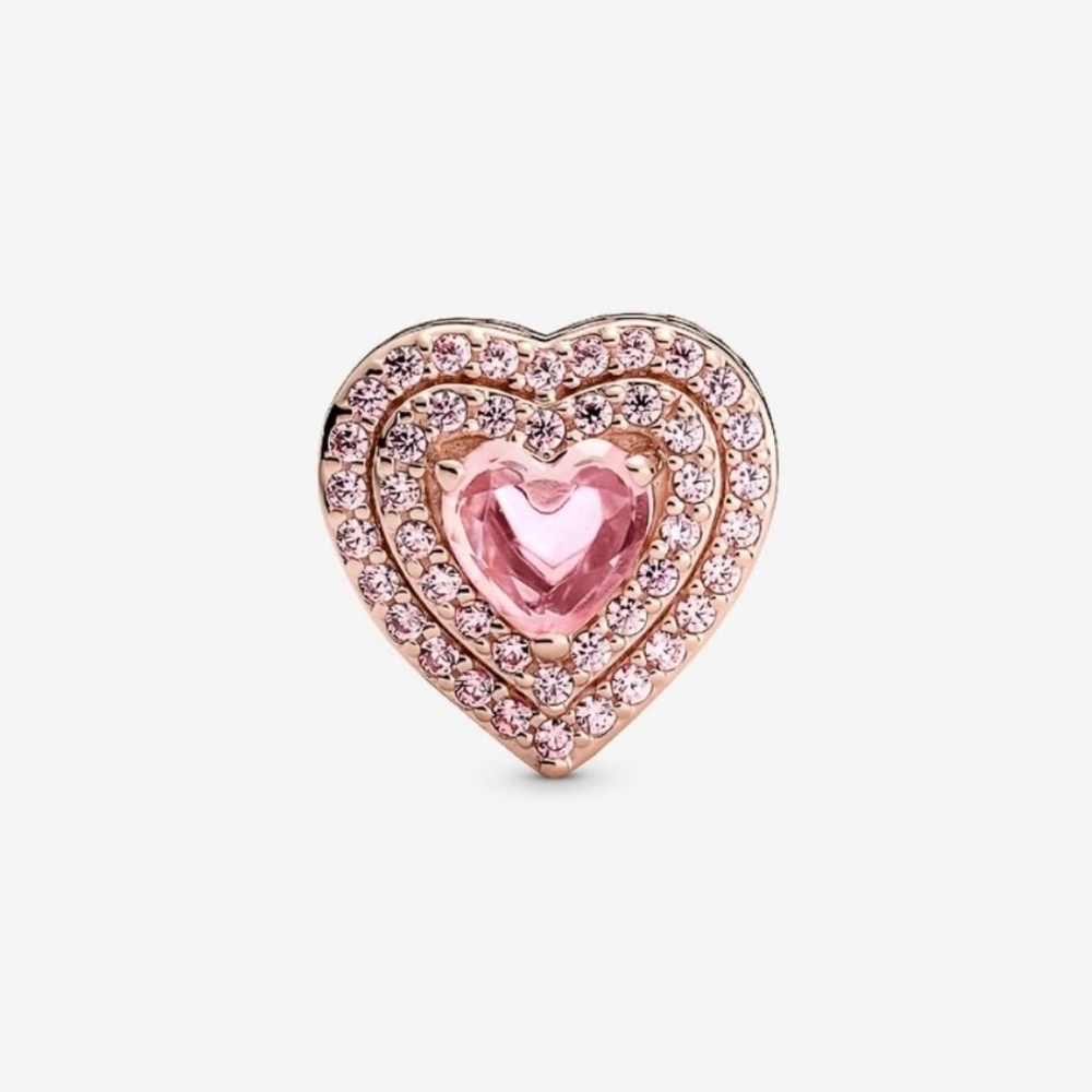 Pandora Sparkling Leveled Heart Charm - Picture 3 of 8